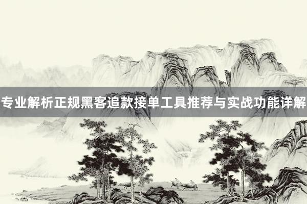 专业解析正规黑客追款接单工具推荐与实战功能详解