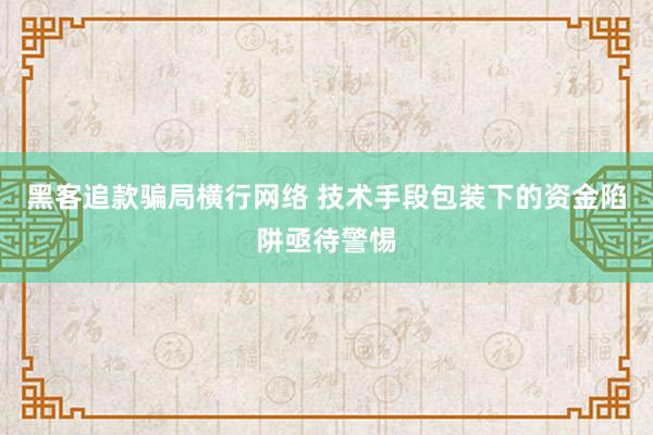黑客追款骗局横行网络 技术手段包装下的资金陷阱亟待警惕